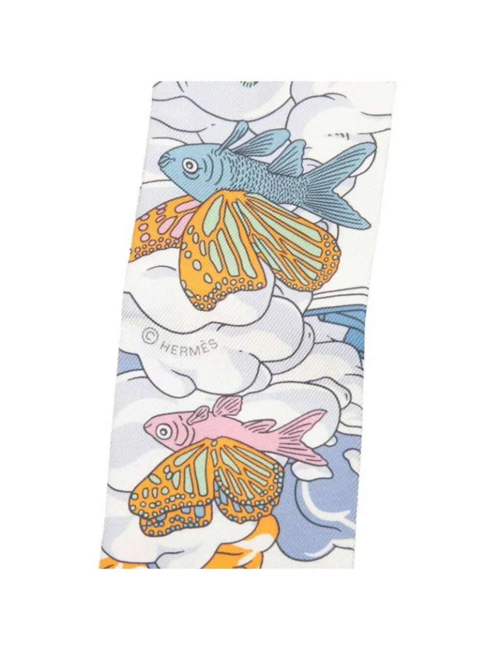 ★SOLD★ Hermes Twilly My Cloud Sur Mon Nuage Scarf New Tag Black Multicolor Silk - Picture 4 of 6